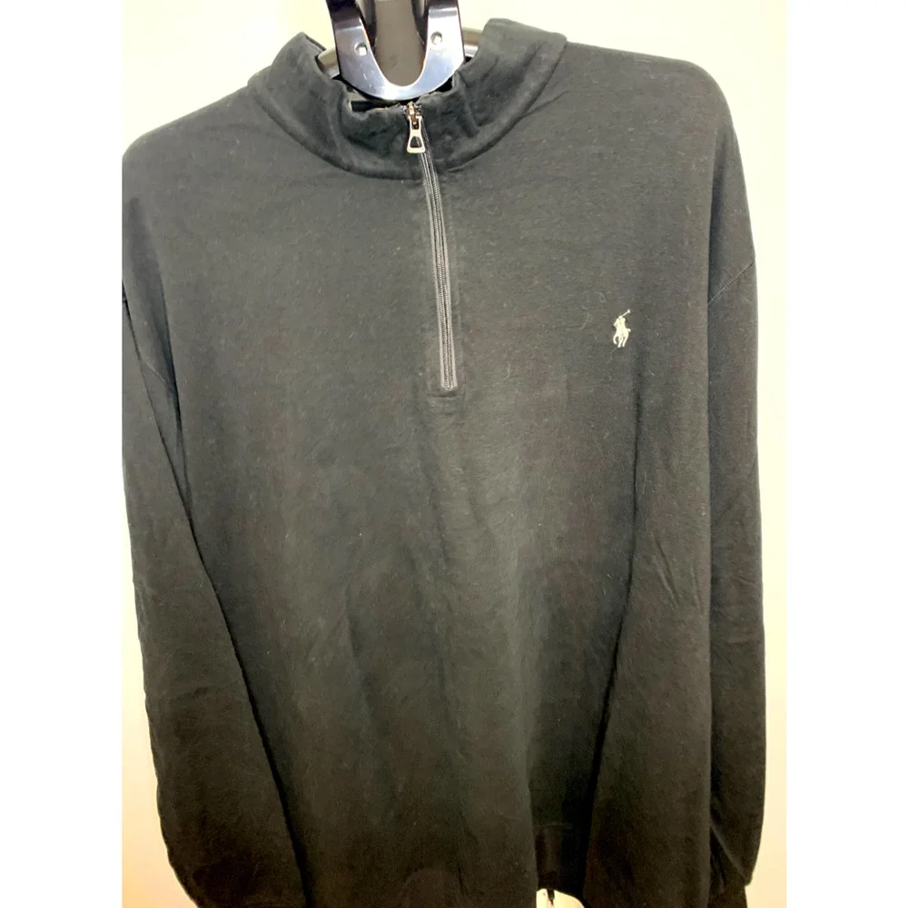 Polo Ralph Lauren Men's Size 4XLT Black Mock Neck 1/4 Zip Pullover NWT